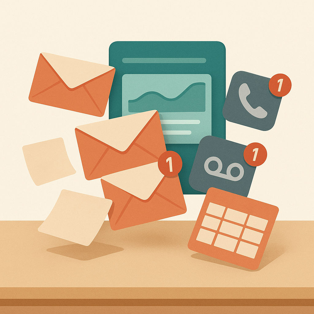 Anfragen-Chaos – E-Mails, Anrufe und Notizen ueberall verstreut